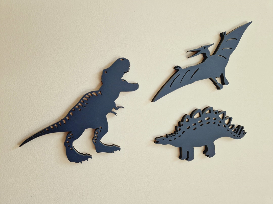 Dinosaur Trio Wall Art, Set of Three Dinosaur Wall Decor Home, Dino