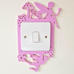 Fairy Light Switch Surround, Fairy Toadstools Flowers Star Play Room Decor, Fairy Theme Bedroom Light Decoration, Magical Baby Room Wall Art