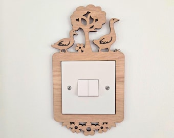 Wooden Duck Goose Light Switch Surround, Farm Animal Nursery Wall Plate, Woodland Bird Room Decor, Baby Bedroom Switch Frame Gift Idea
