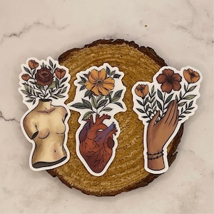 Flower Body Stickers | Holographic | vinyl | Art Sticker | Illustration | Art Gift | Waterproof | laptop sticker | Sticker Set