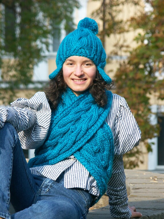 Buy Bulky Cable Hand Knit Scarf, Infinity Neck Warmer, Vest Wrap