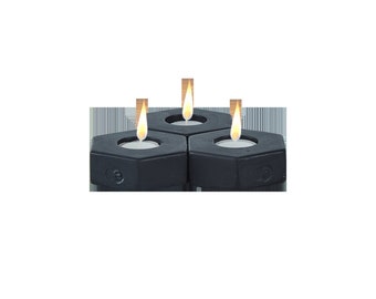 Handmade Concrete Candle Holder Set, Tea Light Container Charcoal Incense Burner, Minimalist Decor, Scandi Decor Design, Pentagon Design