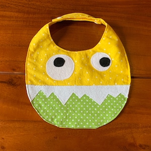 Gender neutral monster baby bib, Baby shower gift, toddler bib, 1st birthday