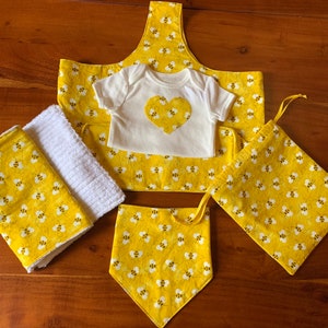 Juego de regalo amarillo para bebés de abeja, Set de regalo para bebés, Set de regalo para bebés de género neutro, Regalo de baby shower, Regalo de bebé de bienvenida a casa, regalo de bebé unisex