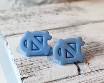 Carolina Logo Studs, UNC Earrings, Polymer Clay Studs