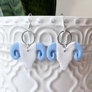 Rameses Earrings, Polymer Clay Dangle Earrings, Carolina Tar Heel Earrings