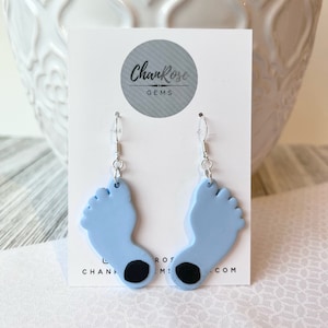 Tar Heel Foot Earrings, Carolina Spirit Wear, Polymer Clay Dangle Earrings