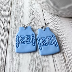 UNC Jordan Jersey Earrings, Michael Jordan Jersey, UNC Basketball Earrings, Polymer Clay Earrings