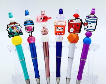 Nurse Beaded Pen: Medical Theme, Handmade Office Stationary