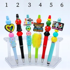 Teacher School themed Beaded Pens Silicone Teacher Appreciation Gift Office Supplies