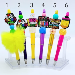 Best Teacher School Themed Beaded Pens Silicone Teacher Appreciation Gift Office Supplies