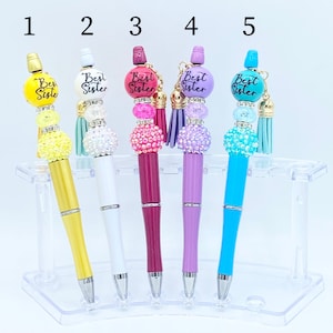 Best Sister Sibling Theme Beaded Pens Teacher Pen Office Supplies Sister Pastel Themed Stationary