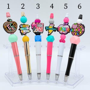 Best Teacher Beaded Pens Silicone Teacher Appreciation Gift Office Supplies