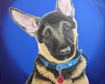 Detailed Hand Painted Custom Pet Dog Portrait - Acrylic on Canvas Original Artwork