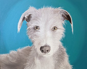 Detailed Hand Painted Custom Pet Dog Portrait - Acrylic on Canvas Original Artwork