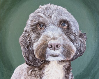 Detailed Hand Painted Custom Pet Dog Portrait - Acrylic on Canvas Original Artwork