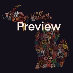 Michigan County Map Artwork PNG- Digital Download