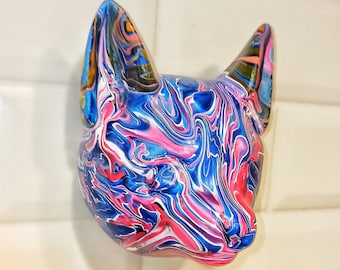 Colorful Cat Statue: 3D PLA Sculpture, Home Decor