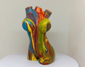 Colorful Woman Body Statue: 3D Printed Tabletop Sculpture