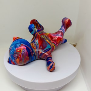 Colorful Cat Statue: 3D Pop Art, Home Decor