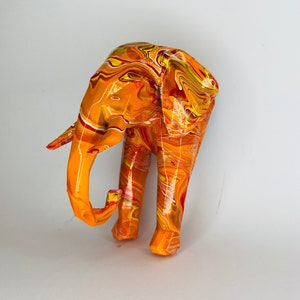 Orange Elephant Statue | 3D printed Sculpture | Home Decor | Colorful Wall Art | 3d Art | Wall Decor | Colorful ornament | Animal Figurine