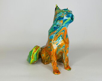 Colorful Low Poly Cat Statue: 3D Art Home Decor