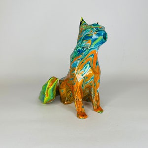 Colorful Low Poly Cat Statue: 3D Art Home Decor