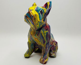 Bulldog standbeeld, laag poly kunst, kleurrijke Home decor, 3D Bulldog beeldje