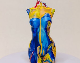 Colorful Woman Bust Sculpture: 3D Pop Art, Home Decor (3.93 inch)