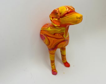 Colorful Dog Sculpture: 3D PLA Bioplastic Art, Home Decor