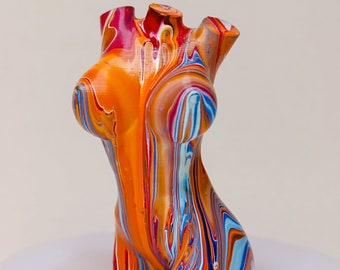 Colorful Woman Body Statue: 3D Printed Tabletop Decor