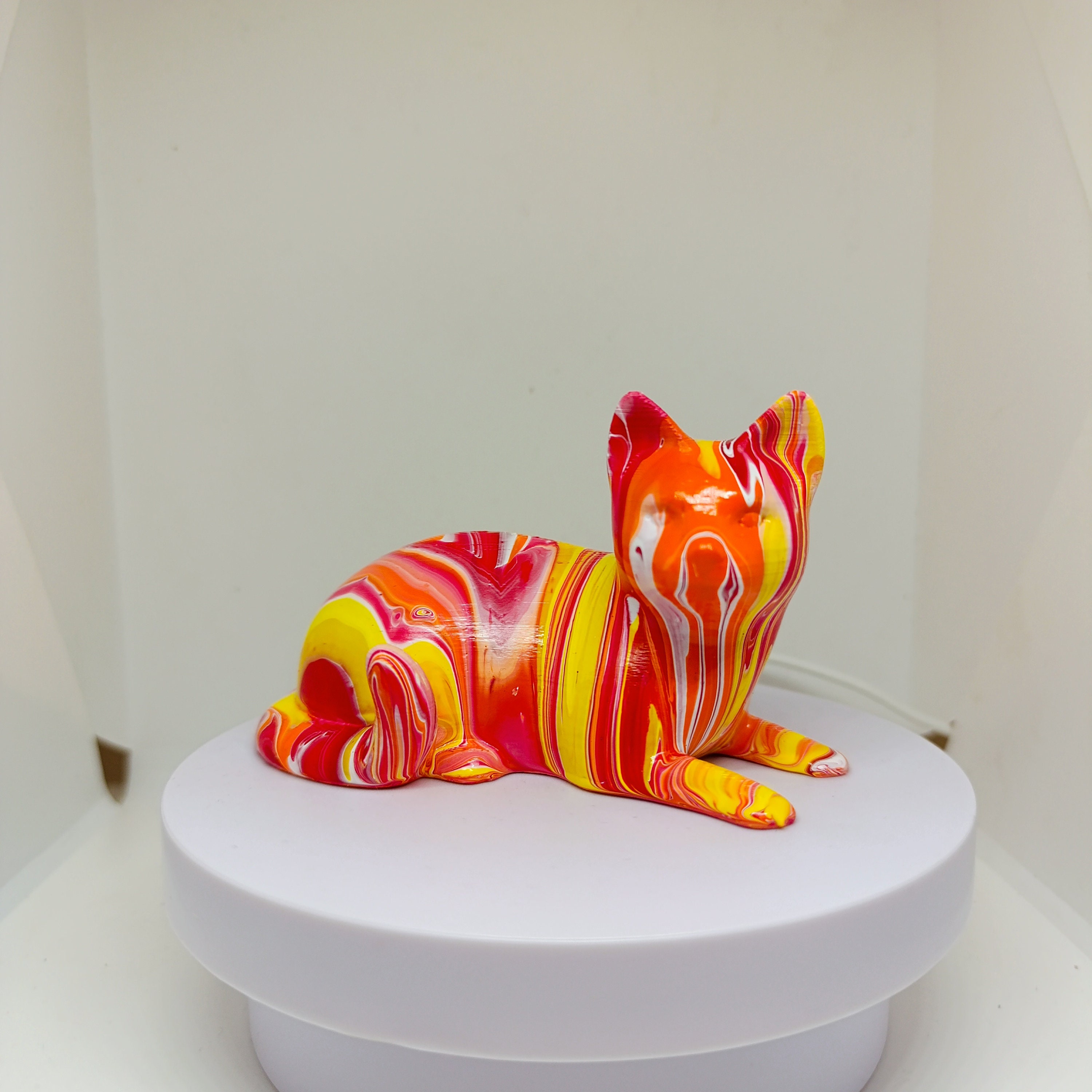 メル20438  花柄 猫 CAT オパールガラス フィギュリン 置物 alevelshop_2607786