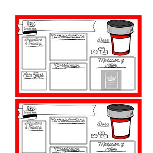 Pharmacology Medication Template - Nursing School Medicine Study Flashcard (Fire Red)