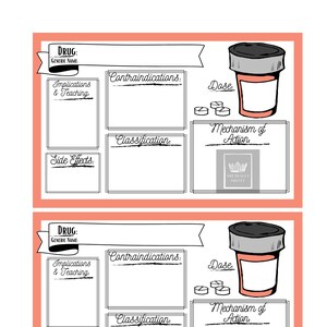 Pharmacology Medication Template - Nursing School Medicine Study Flashcard (Coral Pink)