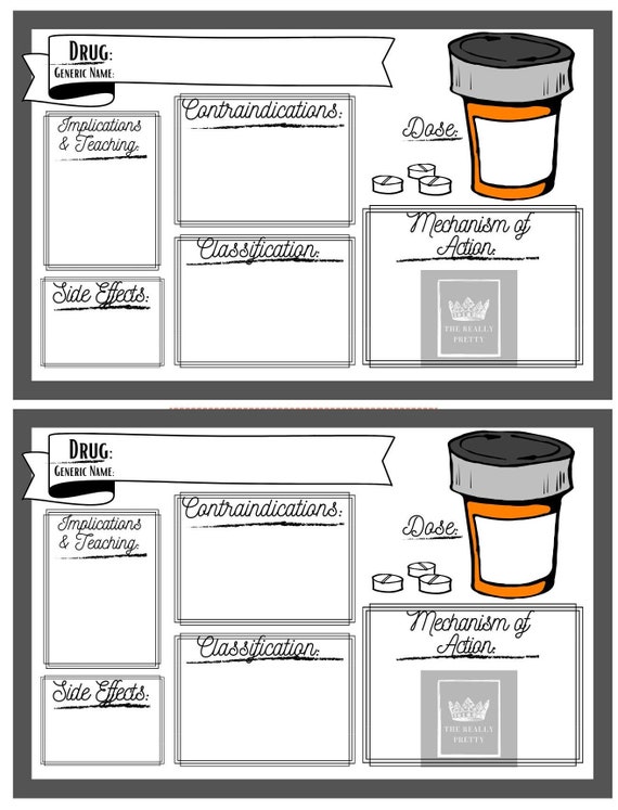 Pharmacology Medication Template Nursing School Medicine Etsy Pharmacology Medication Template Nursing School Medicine Etsy