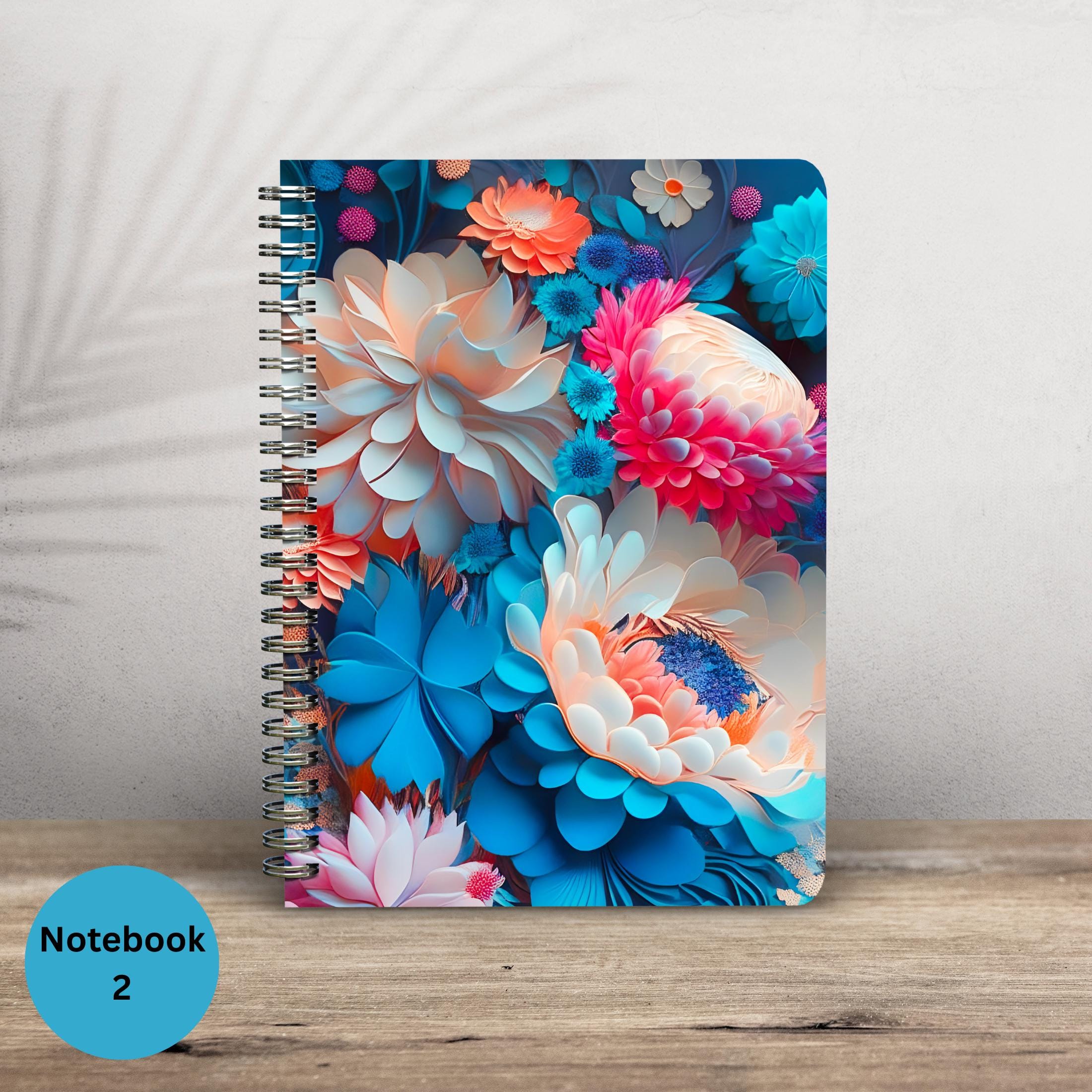 Colorful Floral Spiral Notebook Glossy Cover Journal - Etsy