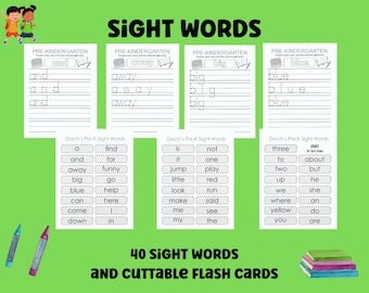 Dolch Sight Words Worksheets: Pre-K & Kindergarten (PDF)