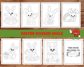 Rabbit Coloring Book: Easter Scissor Skills Activity (Digital Download)