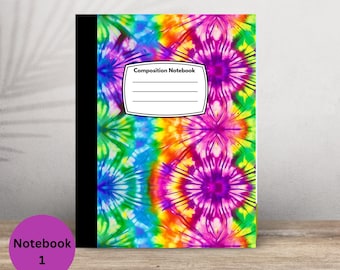 Rainbow Tie Dye Composition Notebook: Hippie Journal (7.5" x 9.75")