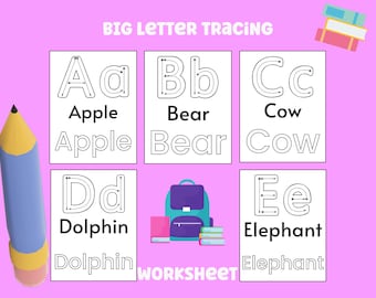Alphabet Tracing Coloring Book | ABC Big Letter Worksheets for Preschool, Toddlers | Printable PDF