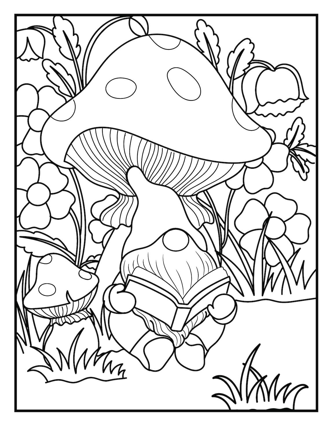 Printable Gnome Garden Coloring Pages for Adults - Etsy