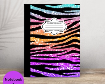 Purple Glitter Animal Print Composition Notebook