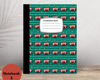 Football themed composition notebook, American Football Journal