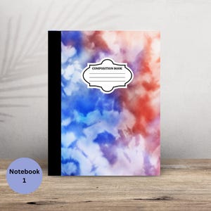 Caderno de Composição Tie-Dye em Tons Pastel – Pautado (com linhas largas ou estreitas), Volta às Aulas