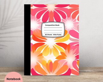 Retro Vibes Orange Composition Notebook Trendy