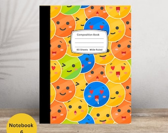 Happy Faces Composition Notebook: Wide or College Ruled