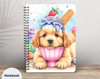 Pink Puppy Ice Cream Spiral Notebook