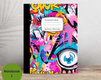 Comic Graffiti Composition Notebook – Urban Art, Wide/College Ruled