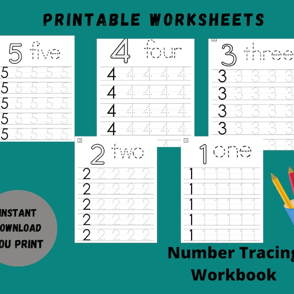 1-100 Number tracing preschool worksheet printable, worksheet activity pages for kids, learning numbers, handwriting practice, homeschool