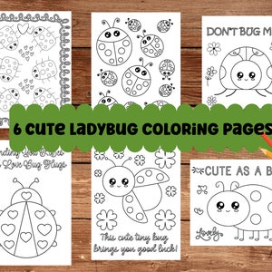 Cute Ladybug Coloring Pages, Kawaii Coloring Pages, Printable Colouring Pages for Kids, Instant Digital Download, Children Colouring Book